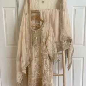 Salwar Kameez Cream and Gold Kurta Bottoms